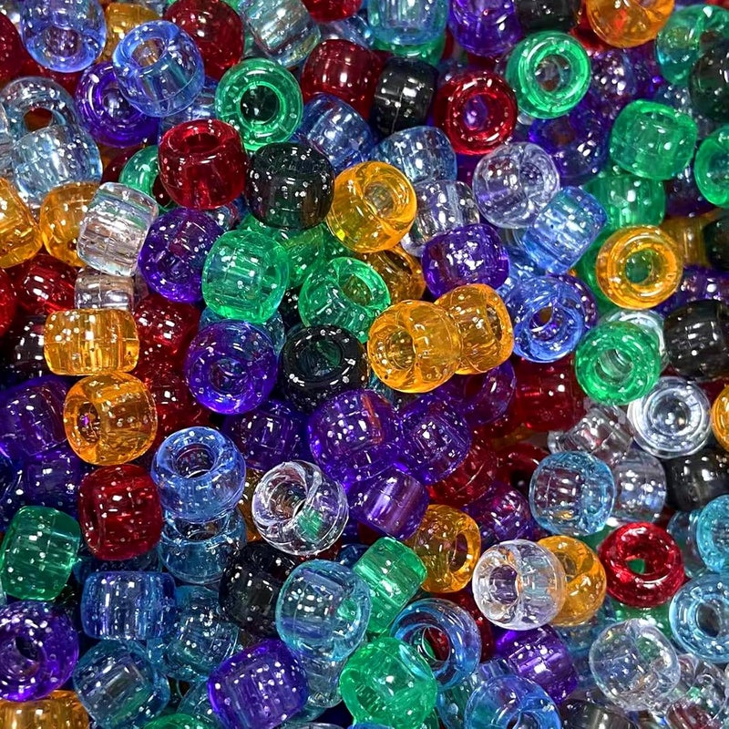 FINEWEN Red Glitter Pony Beads(1200Pcs 6x9mm),Craft Beads for Jewelry Making, Hair Braiding & DIY Crafts - Image 5